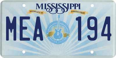 MS license plate MEA194