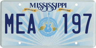 MS license plate MEA197