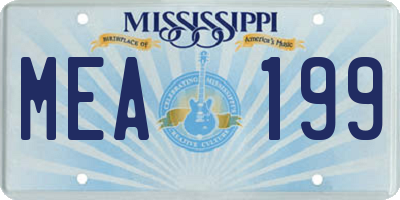 MS license plate MEA199