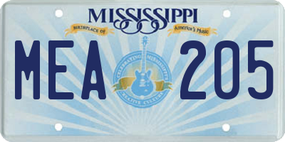 MS license plate MEA205