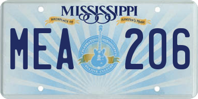 MS license plate MEA206