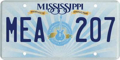 MS license plate MEA207