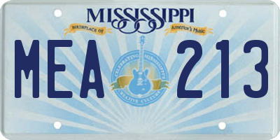 MS license plate MEA213