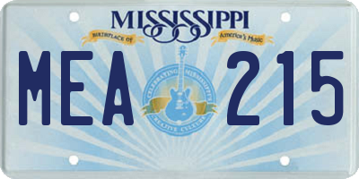 MS license plate MEA215