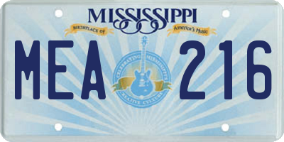 MS license plate MEA216