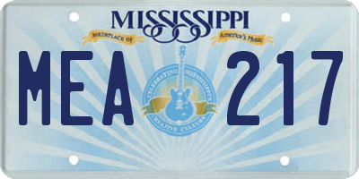 MS license plate MEA217