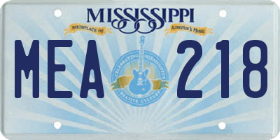 MS license plate MEA218