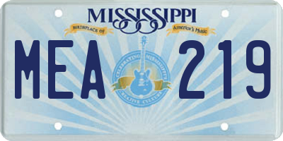 MS license plate MEA219