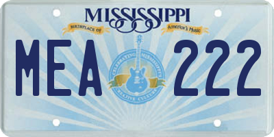 MS license plate MEA222