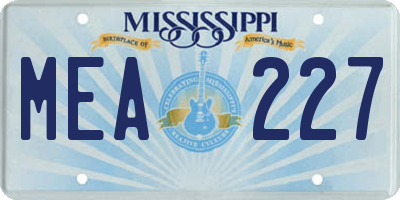 MS license plate MEA227