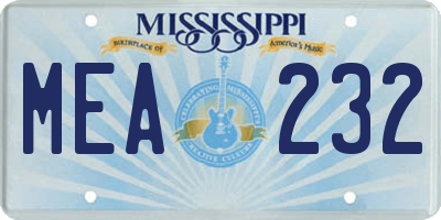 MS license plate MEA232
