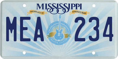 MS license plate MEA234