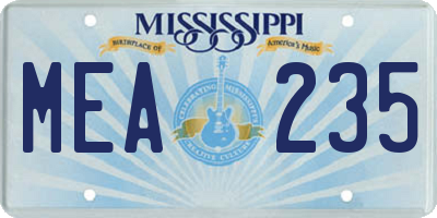 MS license plate MEA235