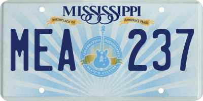 MS license plate MEA237