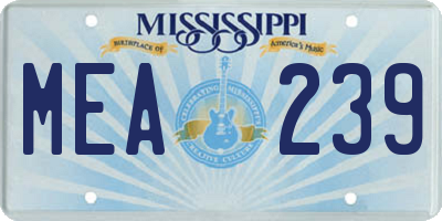 MS license plate MEA239
