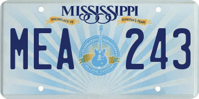 MS license plate MEA243