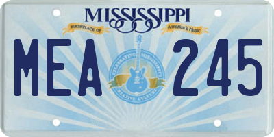 MS license plate MEA245