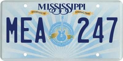 MS license plate MEA247