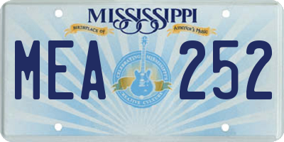 MS license plate MEA252