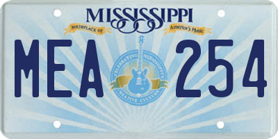 MS license plate MEA254