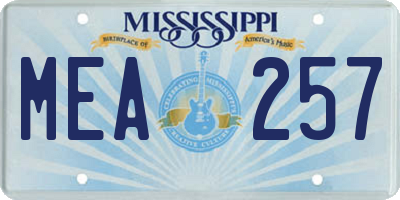 MS license plate MEA257