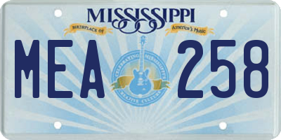 MS license plate MEA258