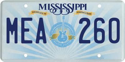 MS license plate MEA260