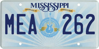 MS license plate MEA262