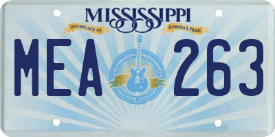 MS license plate MEA263
