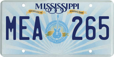 MS license plate MEA265