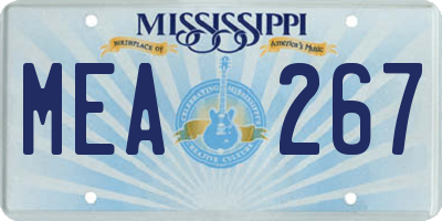 MS license plate MEA267