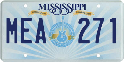 MS license plate MEA271