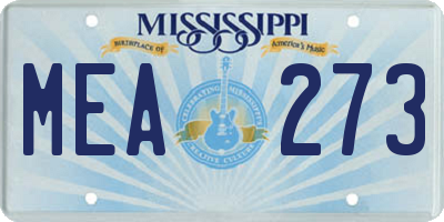 MS license plate MEA273
