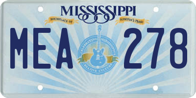 MS license plate MEA278