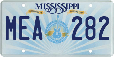 MS license plate MEA282