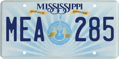 MS license plate MEA285