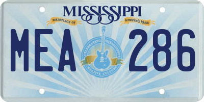 MS license plate MEA286