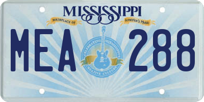 MS license plate MEA288