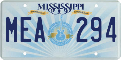 MS license plate MEA294