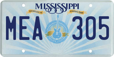 MS license plate MEA305