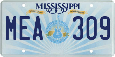 MS license plate MEA309