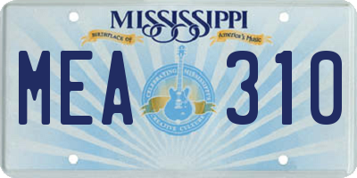 MS license plate MEA310