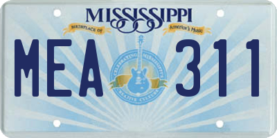 MS license plate MEA311