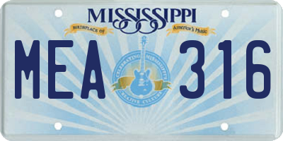 MS license plate MEA316