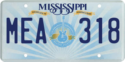 MS license plate MEA318