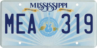 MS license plate MEA319