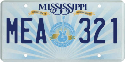 MS license plate MEA321