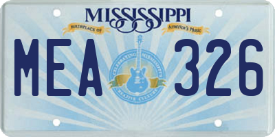 MS license plate MEA326