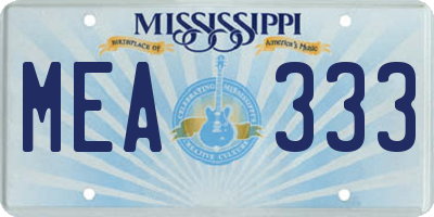MS license plate MEA333