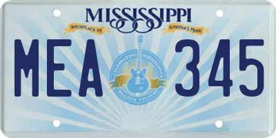 MS license plate MEA345